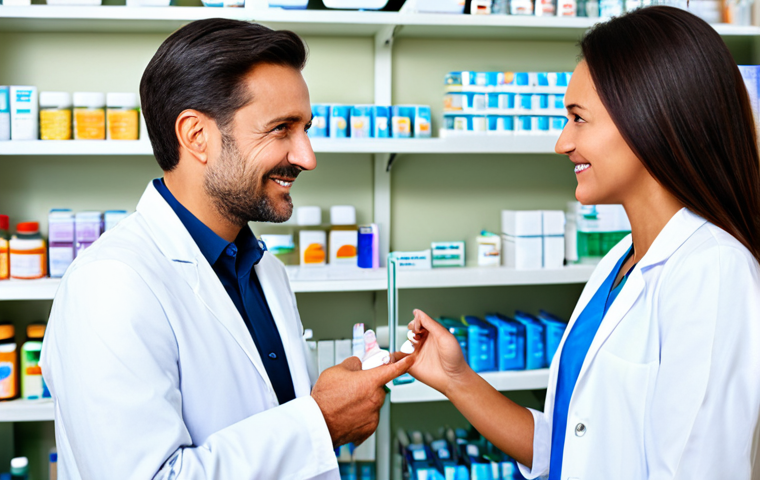 Pharmacist Consulting with a Patient**
"A friendly and professional pharmacist, fully clothed in a clean white coat, is консультировать a fully clothed patient in a bright and modern pharmacy setting. The focus is on the interaction and helpful advice being given. Shelves stocked with various health and wellness products are visible in the background. Perfect anatomy, correct proportions, natural pose, well-formed hands, proper finger count. Safe for work, appropriate content, modest clothing, professional, family-friendly."
**