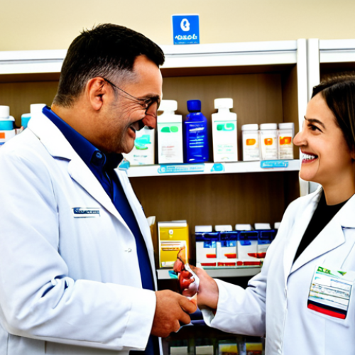 Home 19 **
"A young pharmacist in a modern, well-lit pharmacy ('pharmacie' in French signage), wearing a clean, professional white coat, assisting a senior citizen with a medication query. The pharmacist is smiling warmly and engaged in conversation. Shelves are stocked with neatly arranged 'médicaments' and 'produits de parapharmacie'. Safe for work, appropriate content, fully clothed, professional setting, perfect anatomy, natural proportions, high quality, family-friendly atmosphere."
**