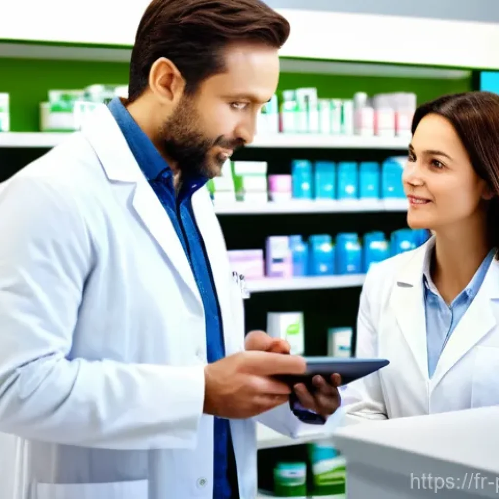 약사 약물 정책 변화와 대응 방안 - A professional and approachable female pharmacist, dressed in a clean white lab coat over smart casu...