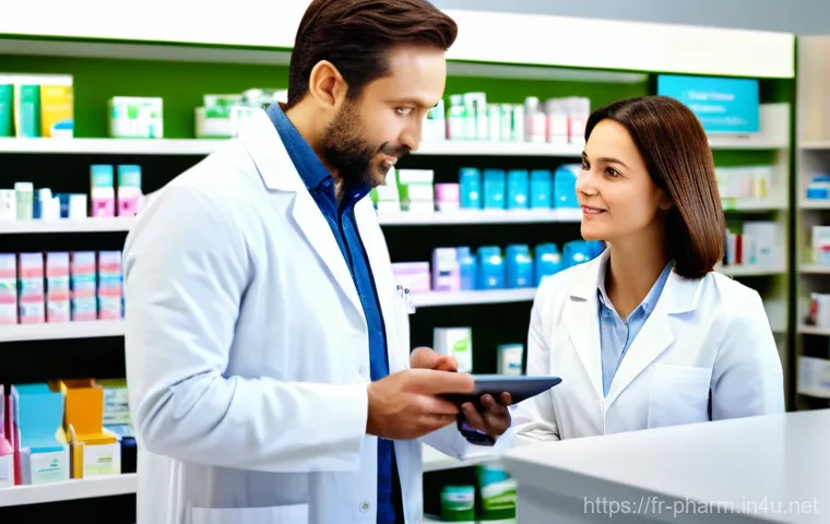 약사 약물 정책 변화와 대응 방안 - A professional and approachable female pharmacist, dressed in a clean white lab coat over smart casu...