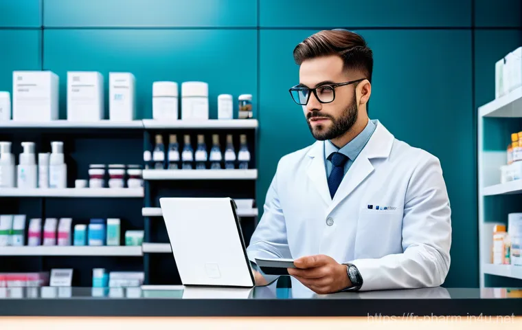 약사 약물 정책 변화와 대응 방안 - A professional and approachable female pharmacist, dressed in a clean white lab coat over smart casu...