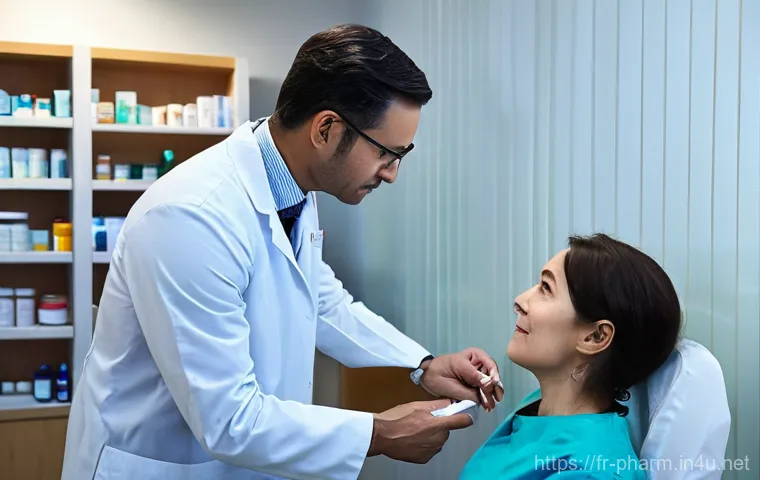 약사들이 알아야 할 최신 약물 리스트 - **A Modern Pharmacist Embracing Digital Health:**
    A vibrant, sunlit pharmacy interior, showcasin...