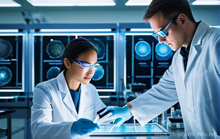 약사 신약 개발 과정 이해 - **Prompt: The Dawn of Discovery in a Pharmaceutical Lab**
"A vibrant, high-definition image capt...