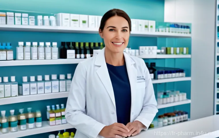 약사 직업군 내 리더십 키우기 - **Modern Pharmacist as a Visionary Leader**
A wide shot inside a contemporary and brightly lit F...