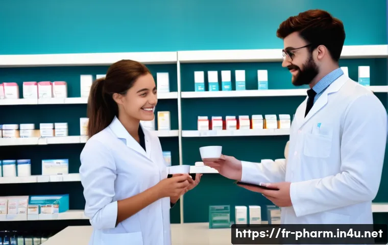 약사 실습생들과의 소통 방법 - A warm, welcoming scene inside a modern French pharmacy training room where a friendly pharmacist wa...